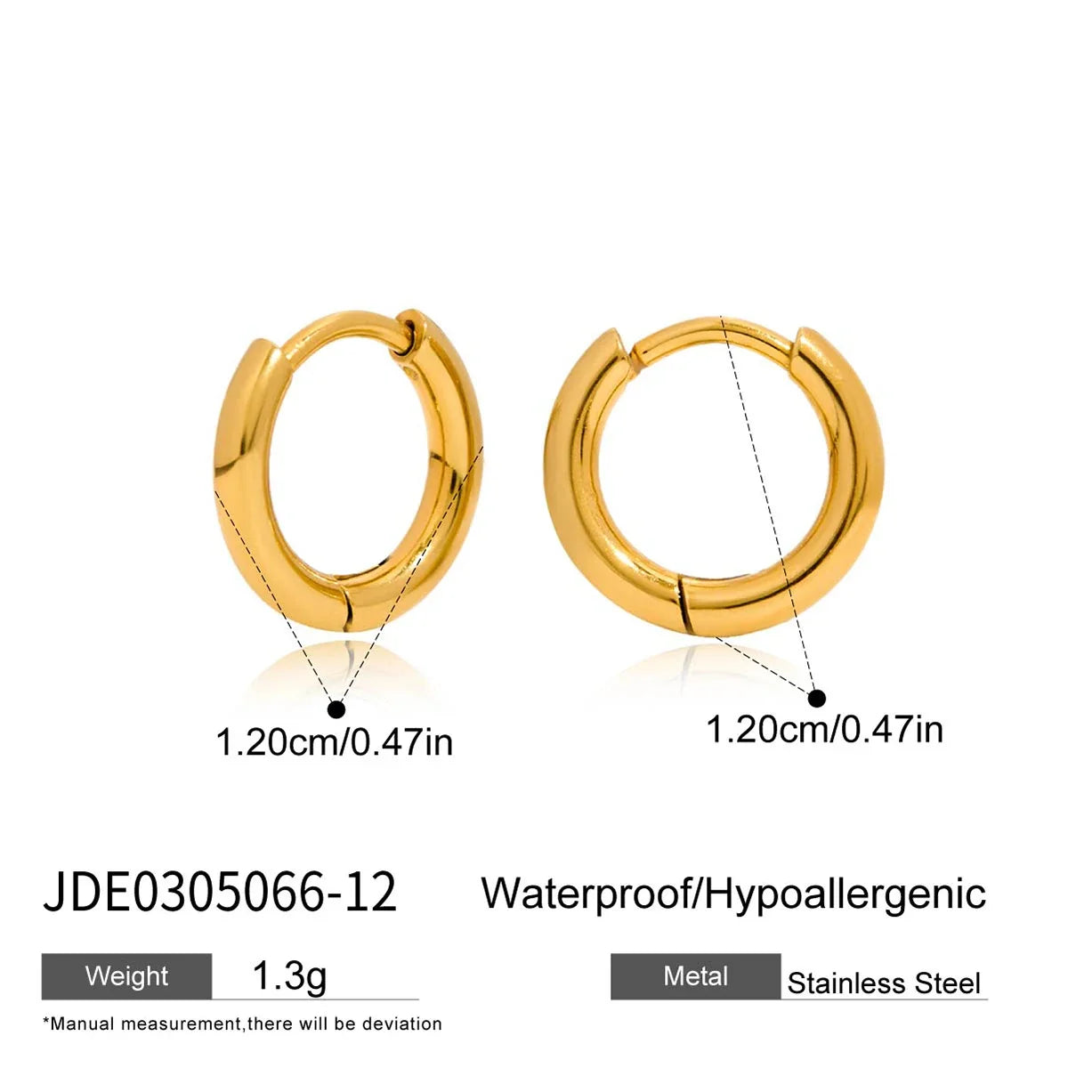 Uworld Simple Classic 18K Gold Color Plated Stainless Steel 2MM Coil Earrings Women's Accessories Party Gift