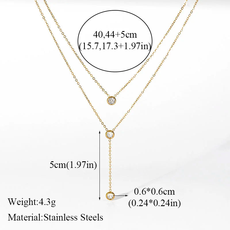 GANEMLY 316l Stainless Steel Luxury Bling Cubic Zirconia Eye Droplets Pendant Necklace Women Chic Romantic Waterproof Jewelry