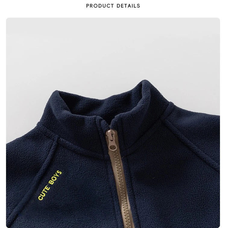 Ircomll New Children Boys Polar Fleece Jacket Autumn Winter Kids Coat Causal Toddler Stand Collar Zipper Outwear Boys Clothing