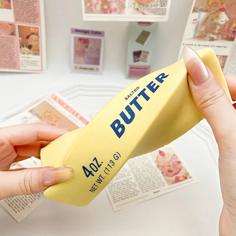 2Pcs Kawaii Butter Stick Squishy Toys Slow Rising Squeeze Fidget Portable Soft Sensory Decompression Toy for Stress Anxiety Relief Office Desk Travel Anti-Stress Fake Food Gift Kids Adults