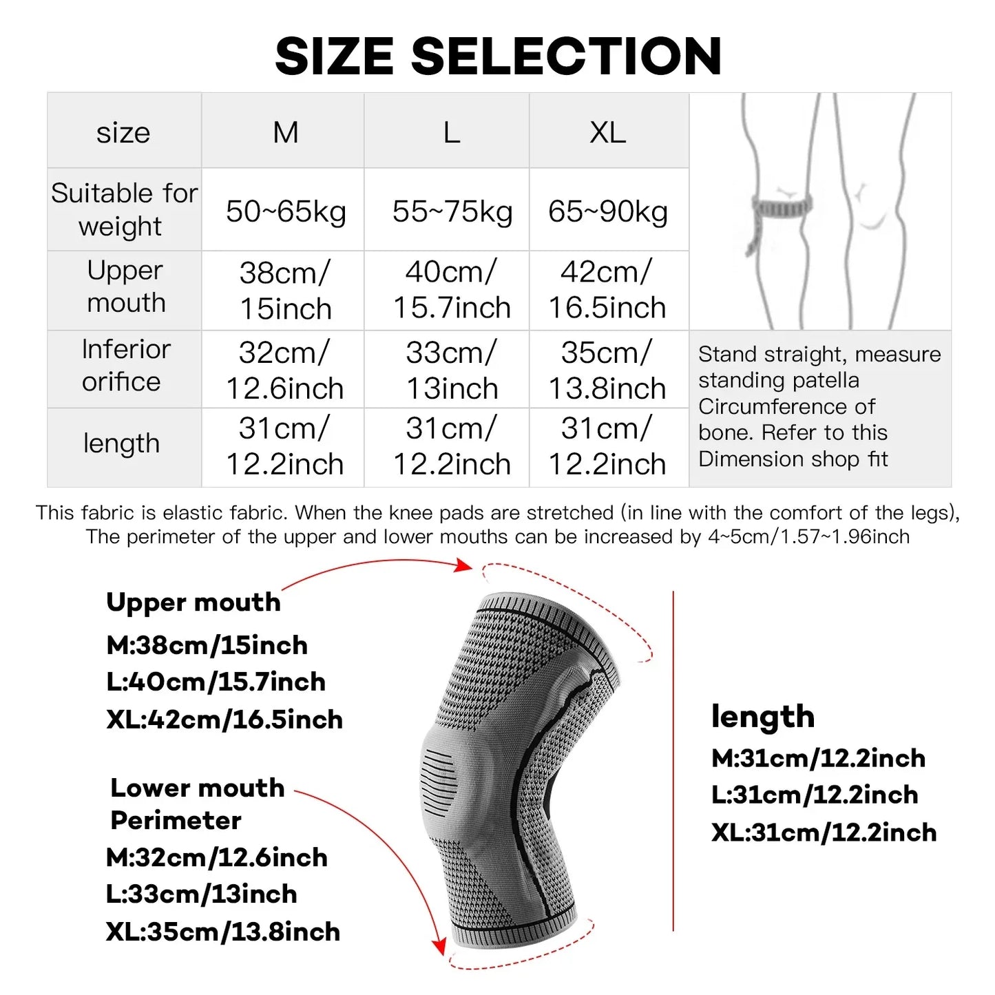 1PC Silicone Knee Pads Strap Patella Medial Support Meniscus Compression Knee Braces for Running Sport Knee Protection