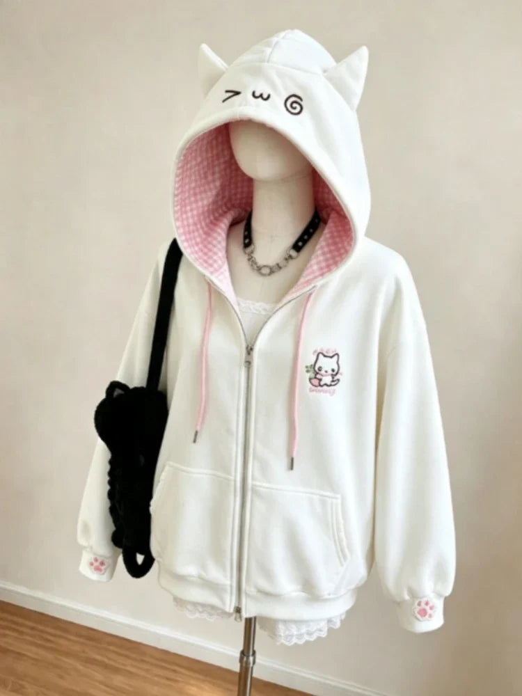 American Vintage Japanese Jacket Hooded Women 2026 Cotton Coats Outwear Design Subculture Gothic Sweatshirts Harajuku