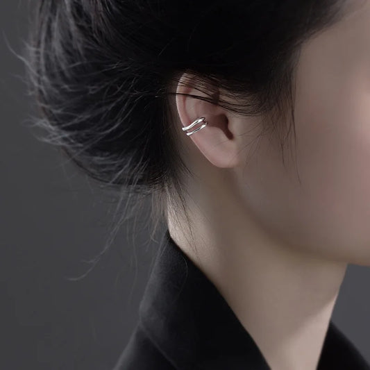 1Pc Ear Cuff Earrings Non-Piercing Double Layer Cuff Ear Clip Earring for Women Fake Cartilage Simple Y2K Jewelry 2025 New