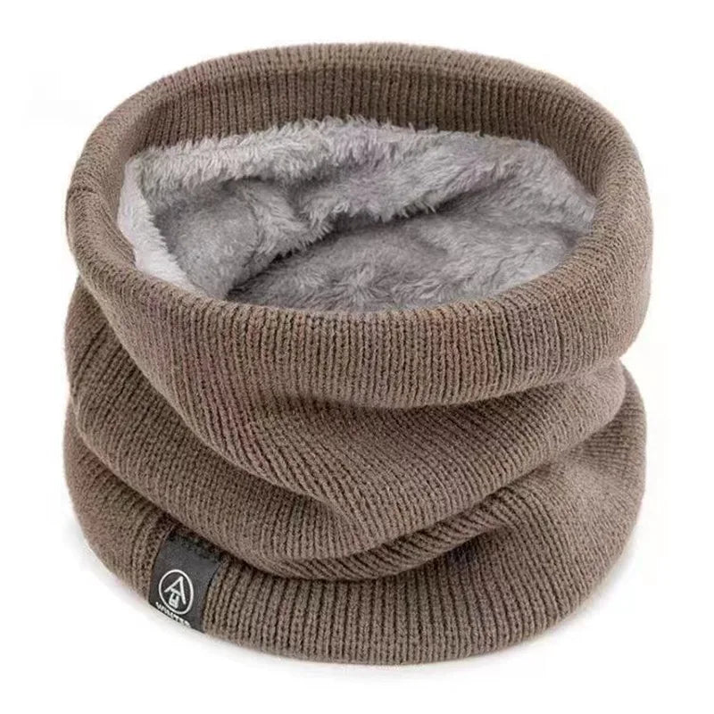 Winter Knitted Neck Warmer Thickened Plush Warm Scarf Windproof Cold Proof Men Women Outdoor Skiing Running Hiking Neck Cover