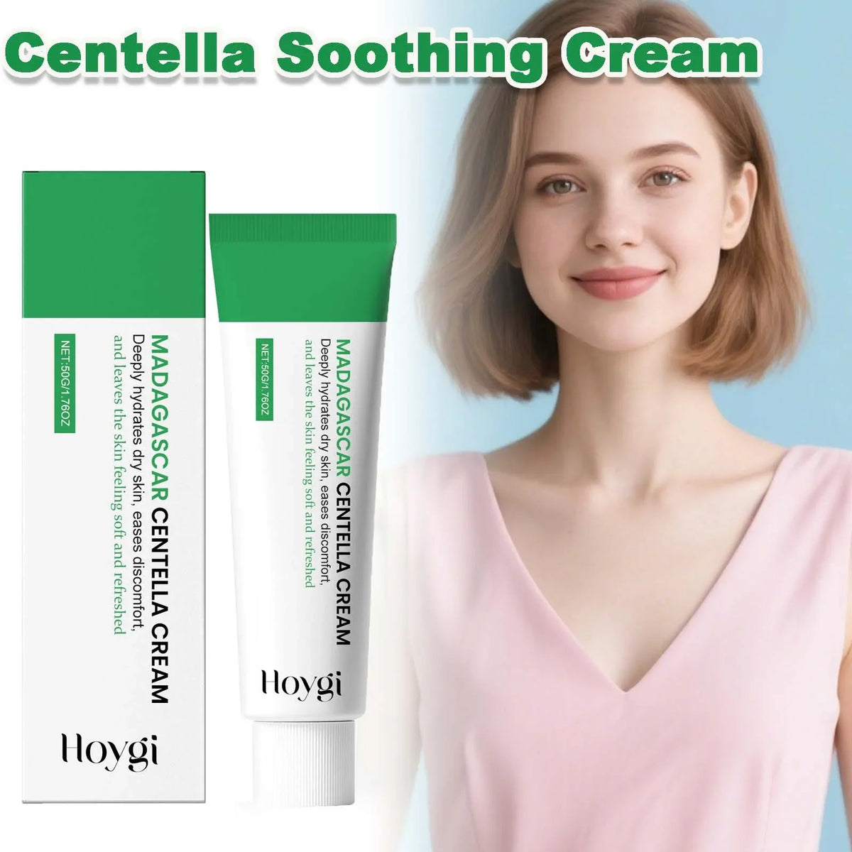 Centella Soothing Cream with Ceramide & B5 Face Repair Moisturizer Redness Relief Soothing Cream for Dry Sensitive Skin