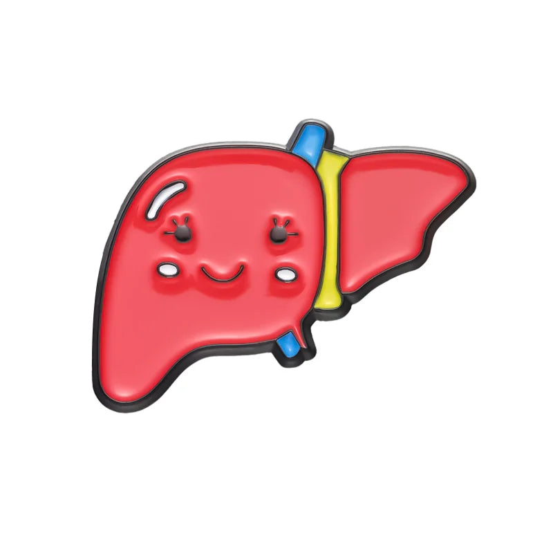 Cute Healthy Liver Organ Enamel Pin Visceral Kidney Breast Brooch Lapel Metal Badge Jewelry Gift for Doctors Nurses Wholesale