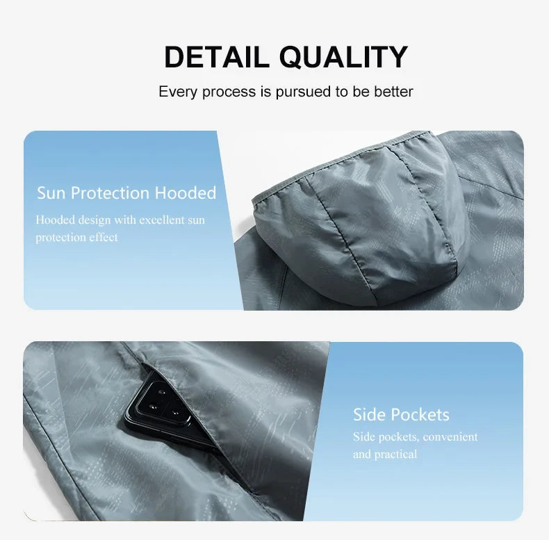 LNGXO Men's Women's Waterproof Hiking Jacket Quick Dry Sun Protection Windbreaker Camping Hunting Climbing Outdoor Rain Coat