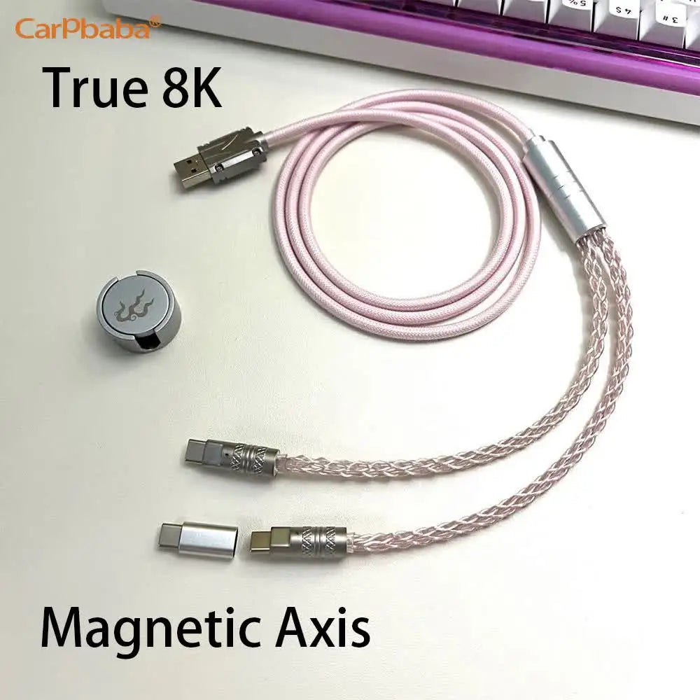 Magnetic Control Lighting Supports 8k Dual 1 in 2 Type-C Magnetic Axis Keyboard Cable Mechanical Keyboard Cable Usb to Type C