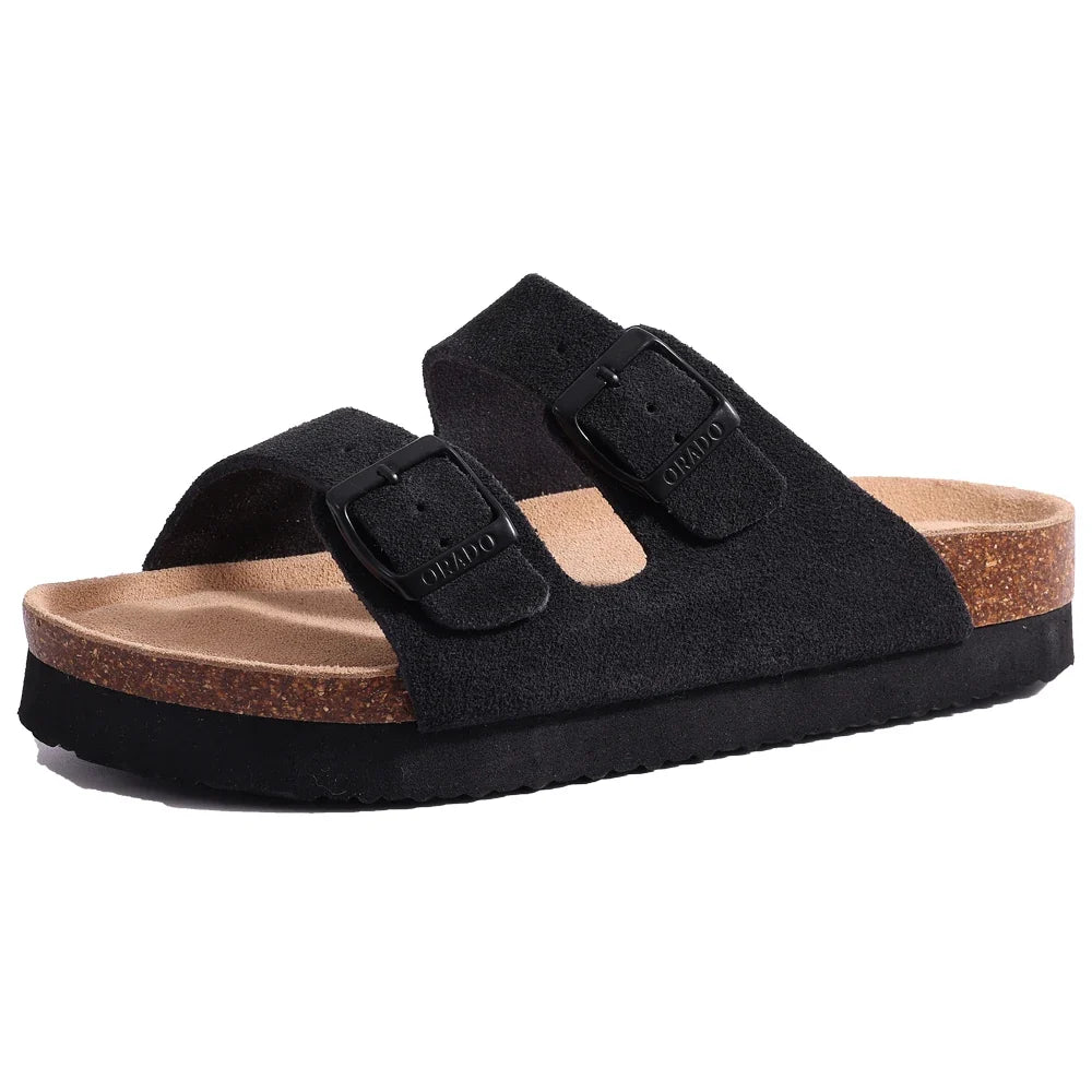Litfun New Women Clogs For Women Fashion Cork Suede Mules Slipper Classic Cork Antislip For Outdoor Slippers With Arch Support