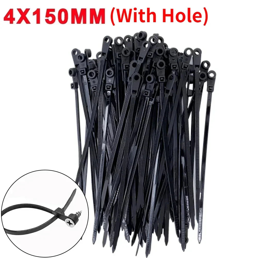 Creative Nylon Cable Ties with Screw Hole Mount Self Locking Loop Wrap Bundle Ties Strap DIY Office Cables Wire Fasten Organizer