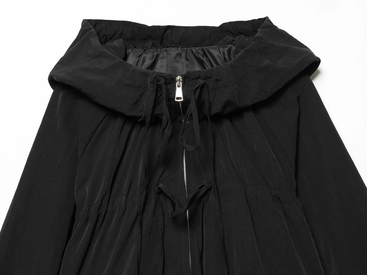 Women's Jacket 2026 Autumn New Red Long-Sleeve Drawstring Decorative Festive Hoodie Zipper Cardigan Casual Fashion Versatile