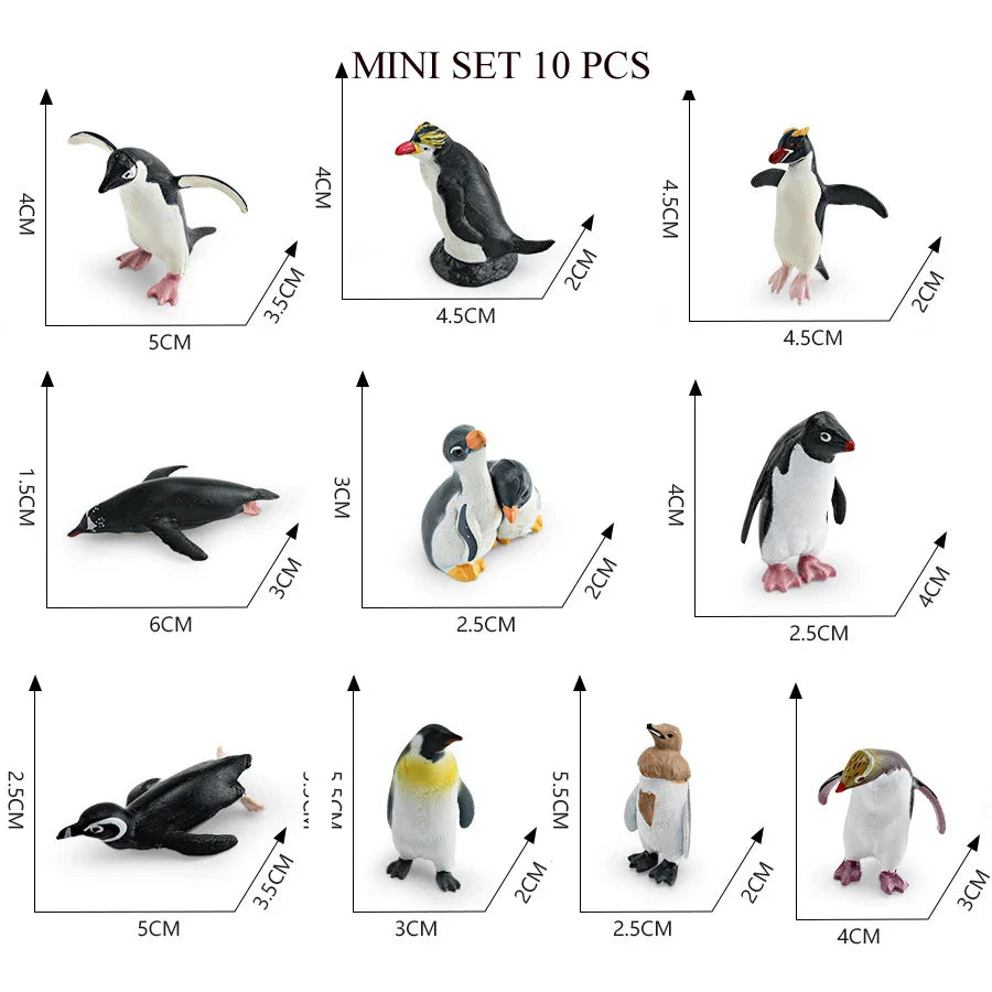 Realistic Mini Ocean Animal Figurines Plastic Marine Sea Creatures Whale Shark Dolphin Turtle Penguin Model Playset Gift for Kid