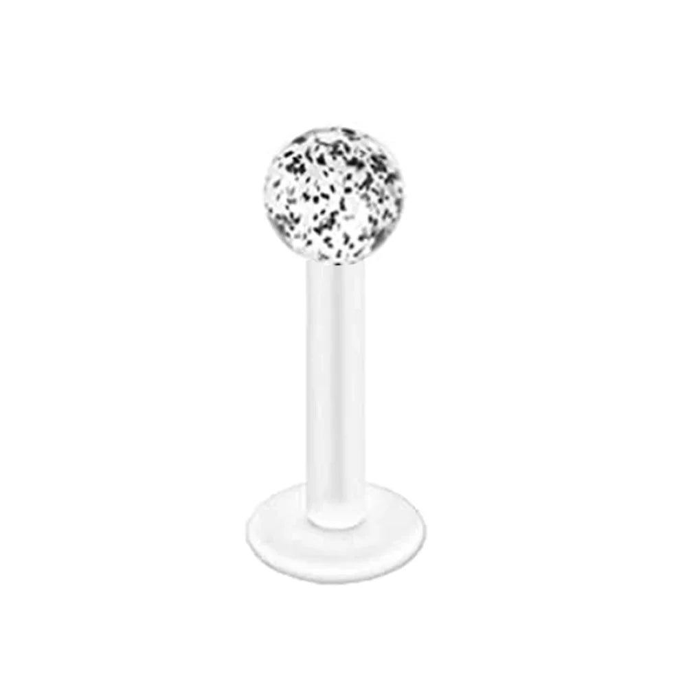 WKOUD 16G Stainless Steel Lip Labret Piercing Crystal Ball Monroe Lip Stud Helix Tragus Conch Piercing Cartilage Earrings Black