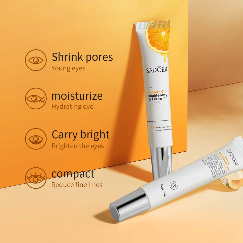 SADOER Vitamin C Eye Cream Moisturizing Anti Dark Circles Eye Bags Firming Anti-puffiness Beauty Eyes Skin Care Products
