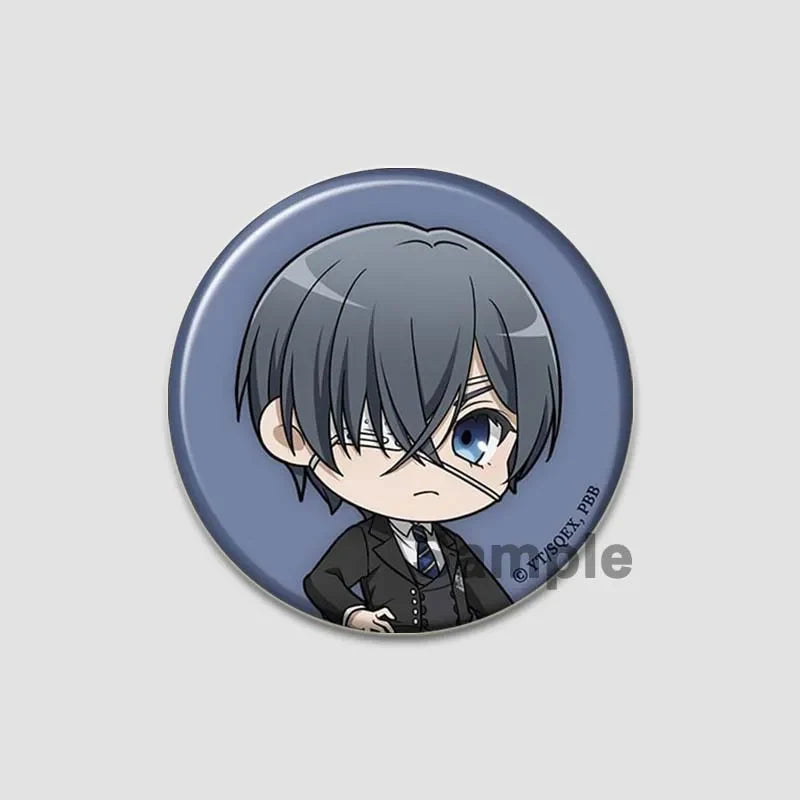 58MM Cartoon Comics Black Butler Creative DIY Badge Tinplate Plastic Pins Button Brooches for Backpack Accessories Jewelry Gifts
