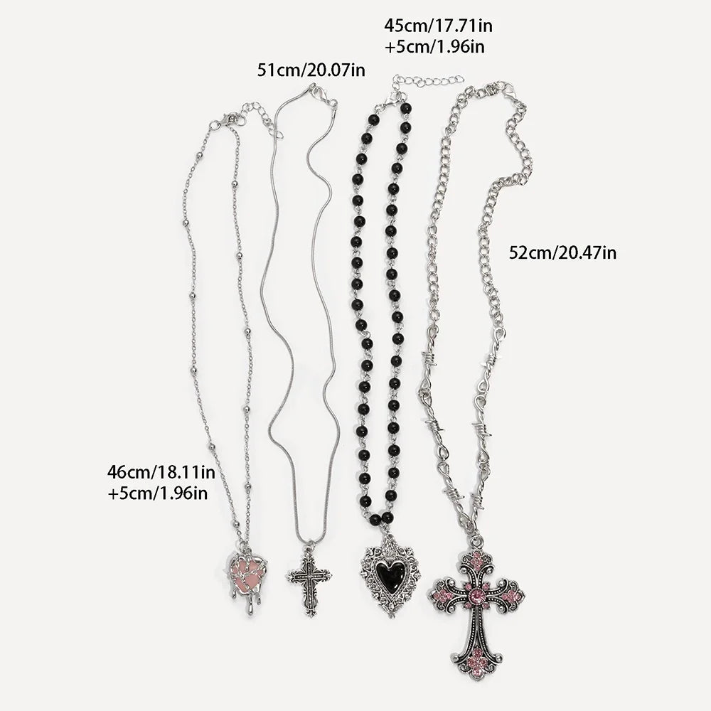 Y2K Sweet Cool Girl Personalized Creative Cross Love Pendant Necklace, Suitable for Daily Wearing