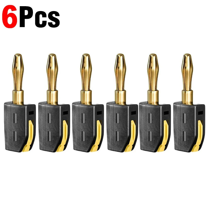 1-6PCS Portable 32A 4mm Banana Plug Solderless Quick Connect High Current Gold-Plated Connectors Audio Copper Speakers Amplifier
