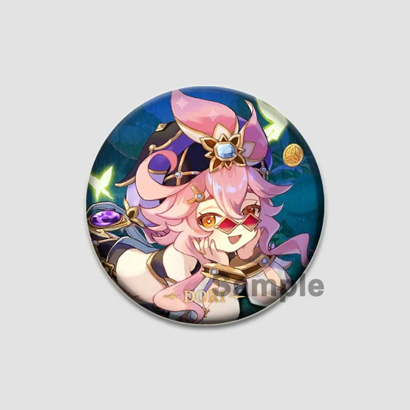 Genshin Impact Game Brooches 58mm Round Button Pins for Backpack Jackets Jewelry Cartoon Cosplay Badge Hutao Zhongli Xiao Badges
