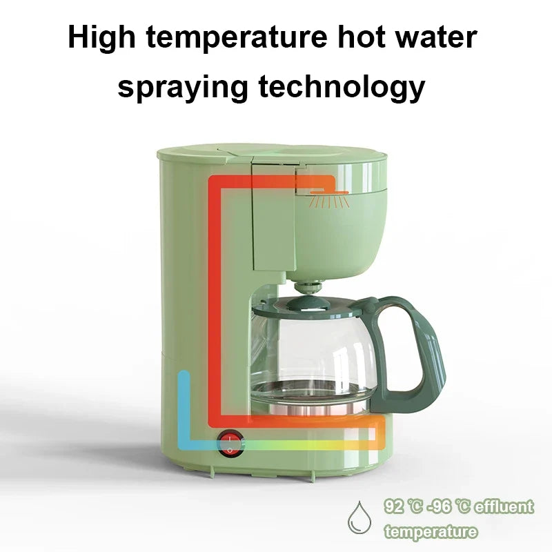 110V Automatic Electric Espresso Coffee Maker Cafe Drip American Latte Coffee Brewing Machine Household Mini Glass Boiler Teapot