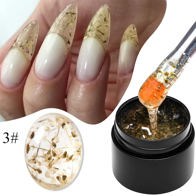 MEET ACROSS 5ml Colorful Flower Fairy Gel Nail Polish Purple Pink Natural Dried Flower Gel Semi Permanent UV Varnish Nails Art