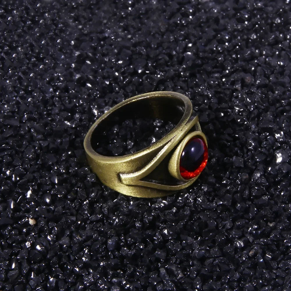 Men's Minimalist Niche Hip Hop Punk Red Maroon Eyes Cosplay Ring Character Props Retro Creative Trend Ring Personalized Jewelry