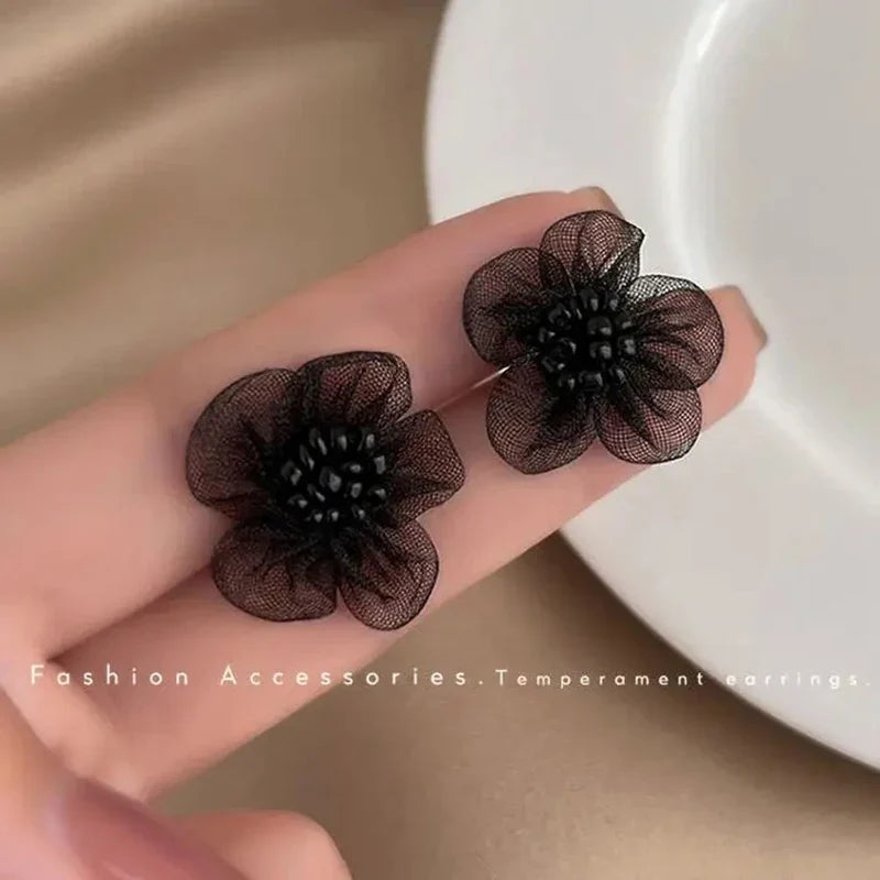 New Fashion Sweet Design Spring/Summer Blue Pink Enamel Flower Light Luxury High End Earrings Party Gifts for Women Jewelry