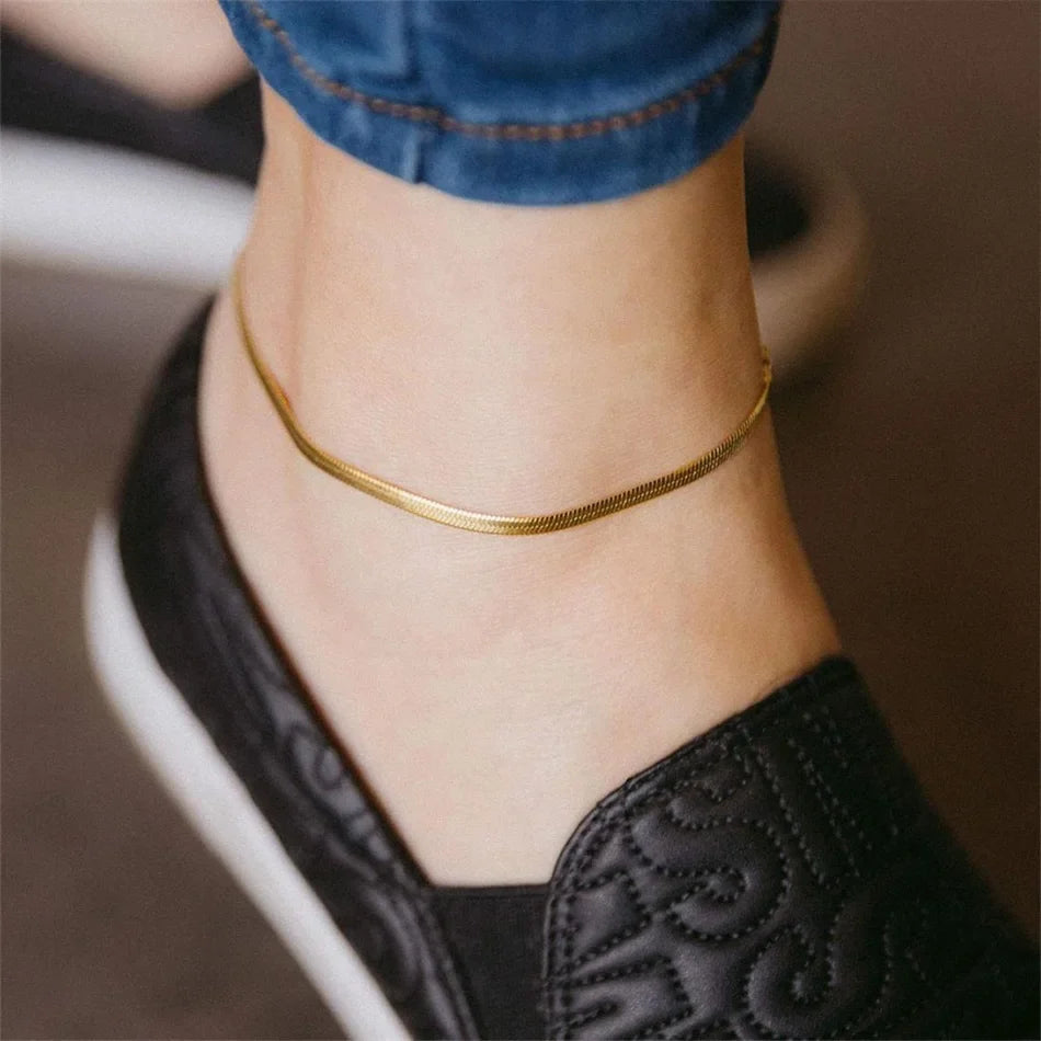 EMANCO 4MM Snake Chain Anklet Womens Beach Chain Stainless Steel Anklet Gift Drop/Wholesale Factory Direct Sales
