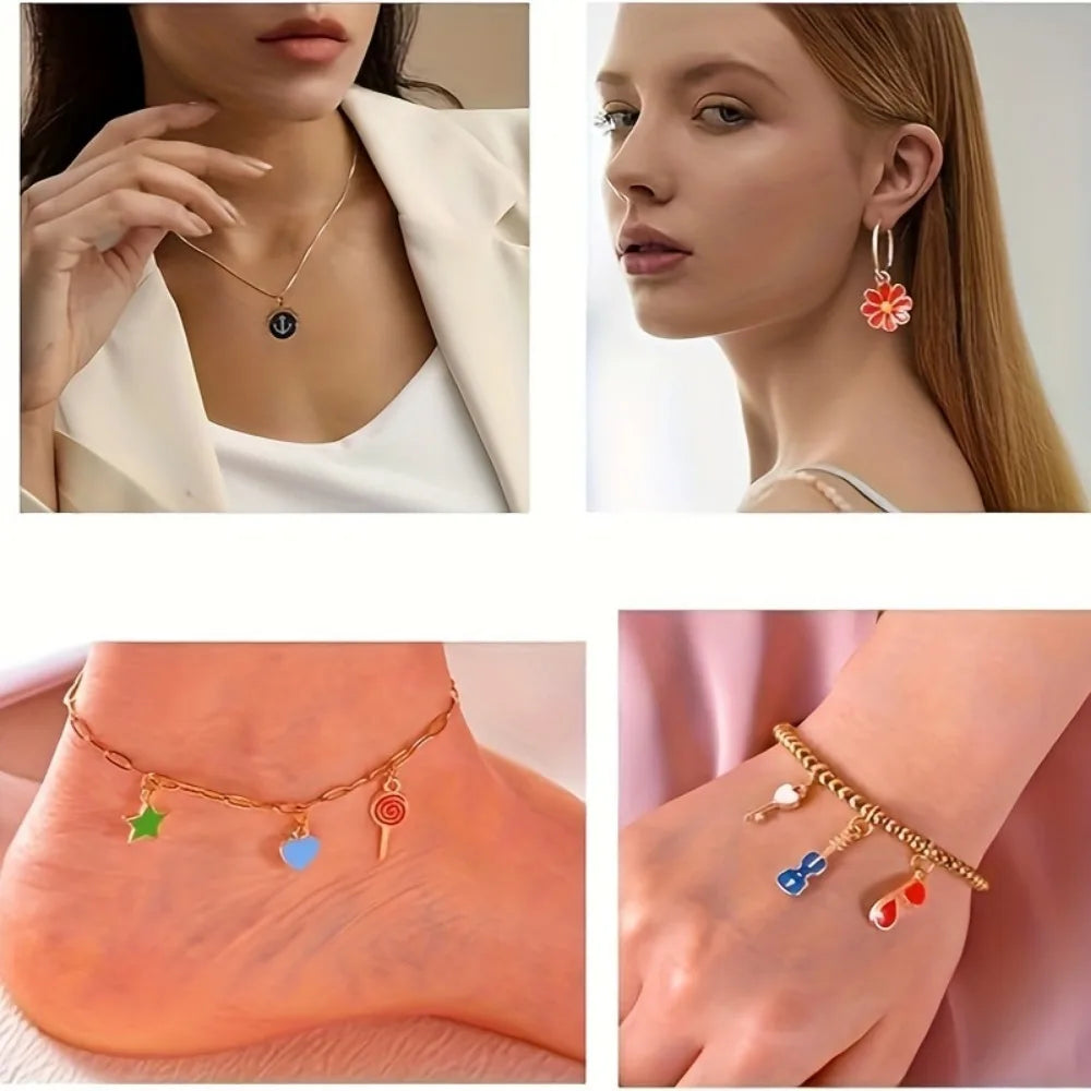 20/30/50/100pcs Mixed Style Gold-Plated Pendants, Drip Oil Alloy Pendants, Jewelry Accessories, Used for DIY Jewelry Making
