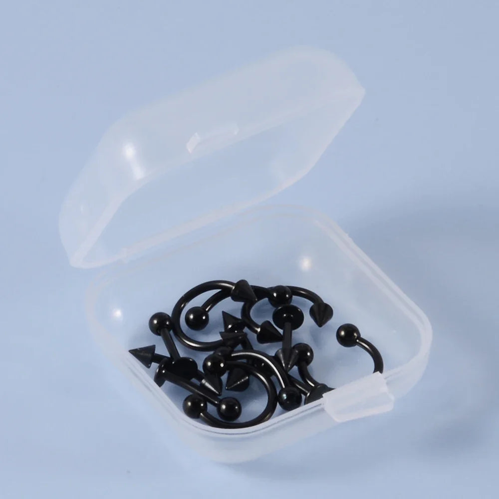 12pcs/Set Surgical Steel Silver Color Gold Plated Black Rainbow Ear Nose Eyebrow Labret Basic Piercing Jewelry Set 8mm