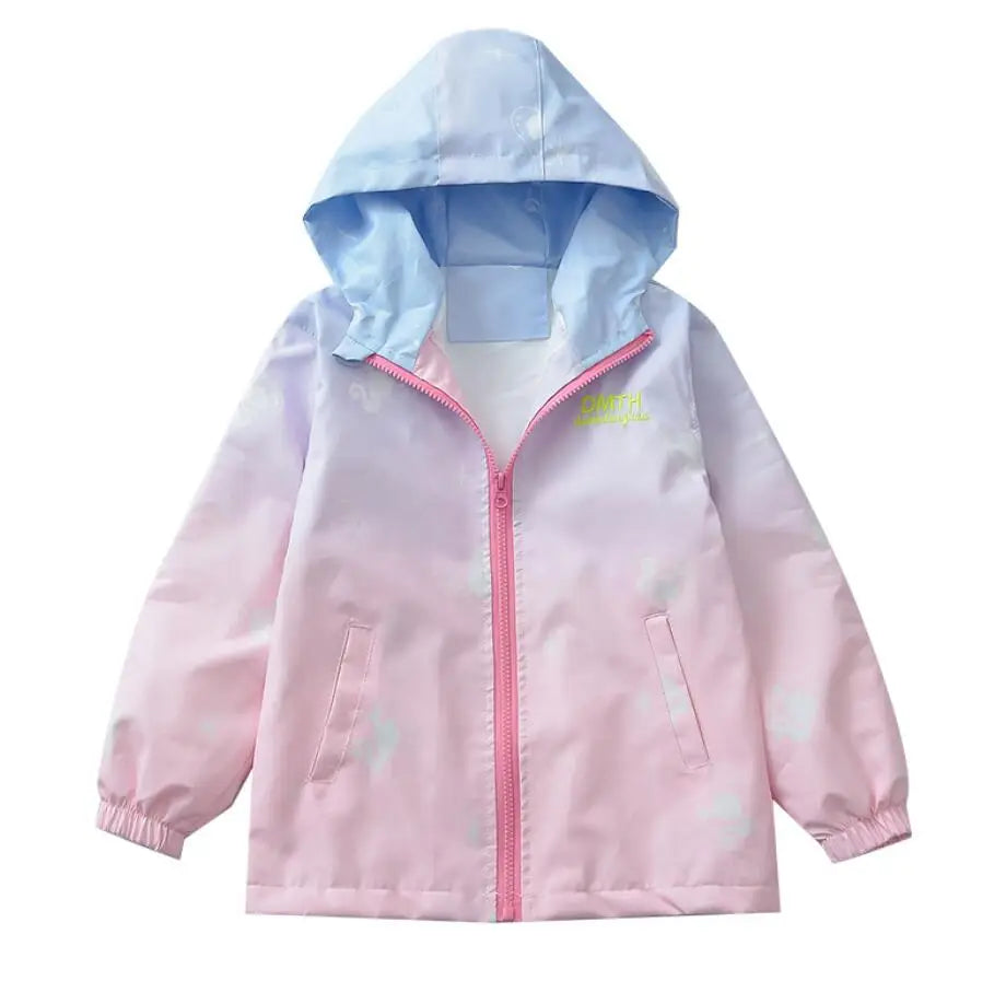 Korean Fashion Jacket For Girls Teenager Casual Gradient Hooded Coat Boys Blazer Spring Autumn Windproof Sweet Coats Windbreaker