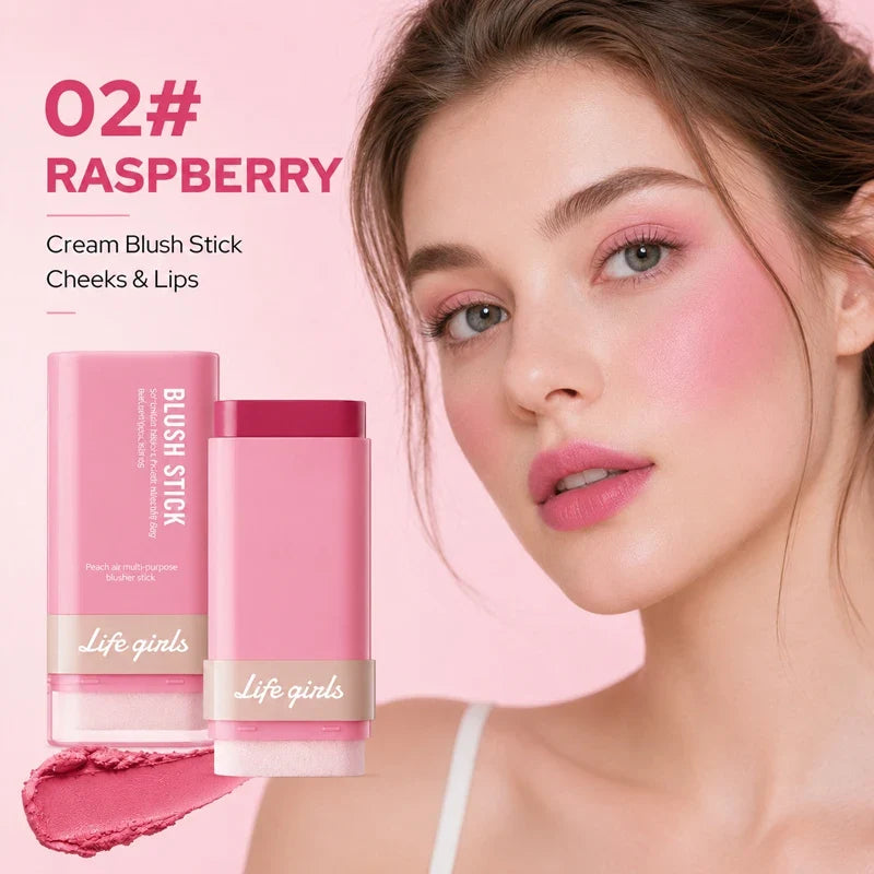 3-in-1 Cream Blush Stick Cheeks Lips Eyes, Long Lasting Waterproof Blendable Dewy Glow Makeup Stick for All Skin Tones