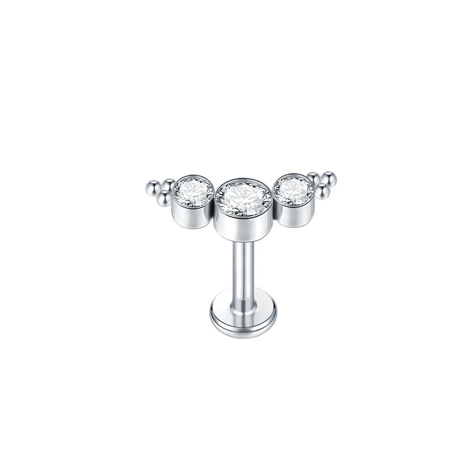 1Pc G23 Titanium Cartilage Stud Earrings for Women Lip Stud Labret Piercing Helix Daith Piercing Body Jewelry
