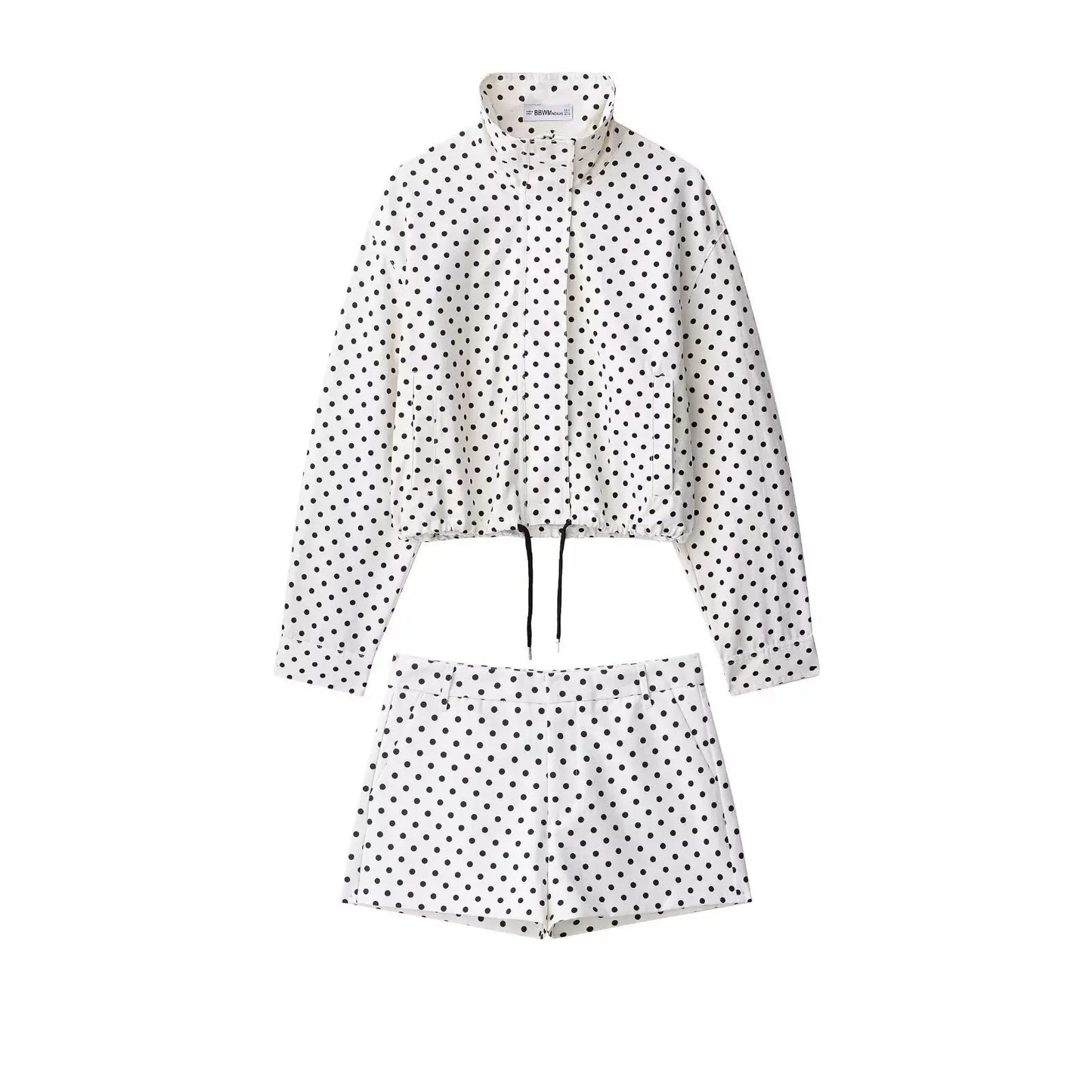 TARUXY Fashion Polka Dot Print Jacket Coat Women's Stand Collar Long Sleeved Workwear Coat Ins Hot Short Casual Female Jackets