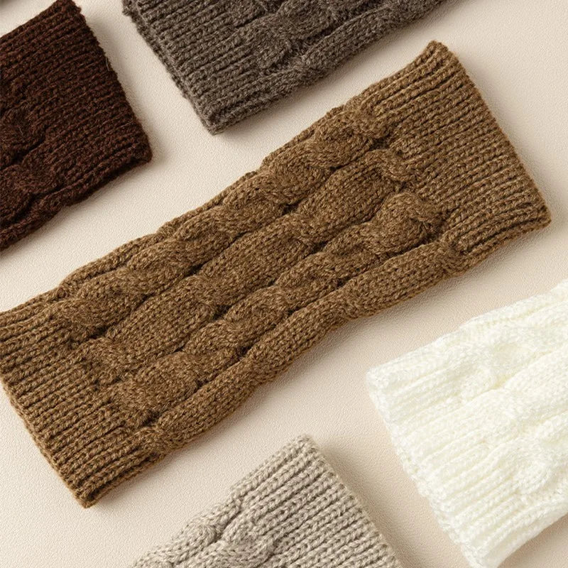 Women Stylish Hand Warmer Winter Gloves Arm Crochet Knitting Faux Wool Mitten Warm Fingerless Glove Twist Pattern Women Gloves