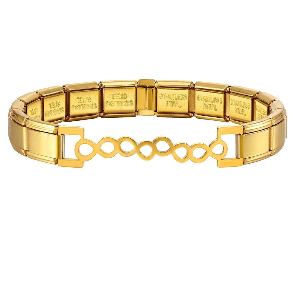 Italian Charm Link for Women Men 9mm Width Silver Gold Color Chain Stainless Steel Bracelet on Hand DIY Making Jewelry Wholesale