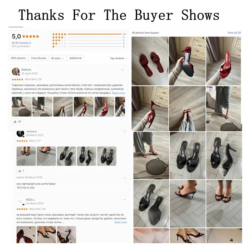 2026 Fashion Sexy Thin High Heels Slides Women Open Toe Pumps Slip Sandal Female Slippers Mule Patent Leather Outdoor Flip Flops