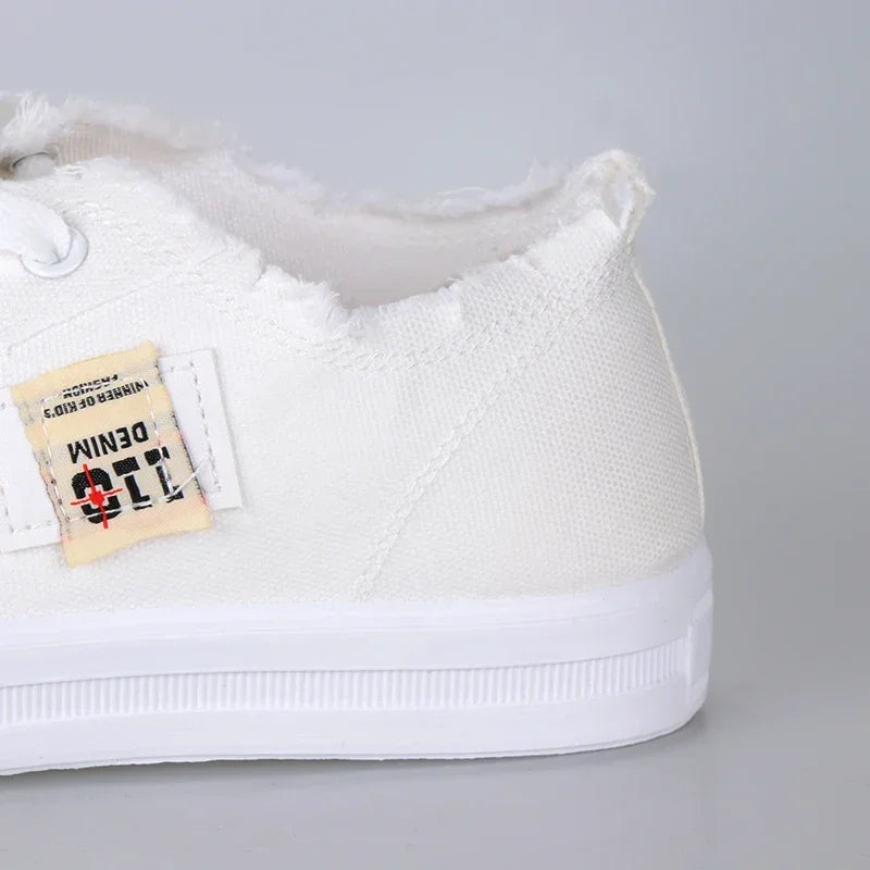 2024 Spring Summer Women Canvas Sneaker Low Top Denim Sneakers Ladies Lace-Up Flat Canvas Board Shoes Female Sapatos Femininos