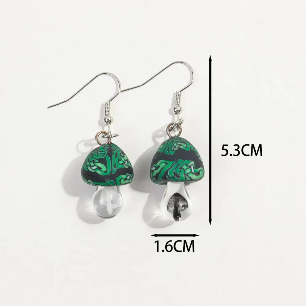 New Cute Polymer Clay Mushroom Acrylic Drop Earrings for Women Cartoon Colorful Flower Pendant Earring 2024 Trend Jewelry Gift