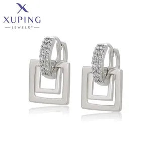 Xuping Jewelry Charm Square Shaped Luxury Exquisite Gold Color Plated Crystal Earring for Women Gift A00606258