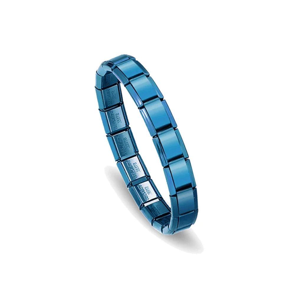 Unisex Minimalist Italian Modular Bracelet Stainless Steel Square Elastic Spliced Titanium Steel Polished Chain