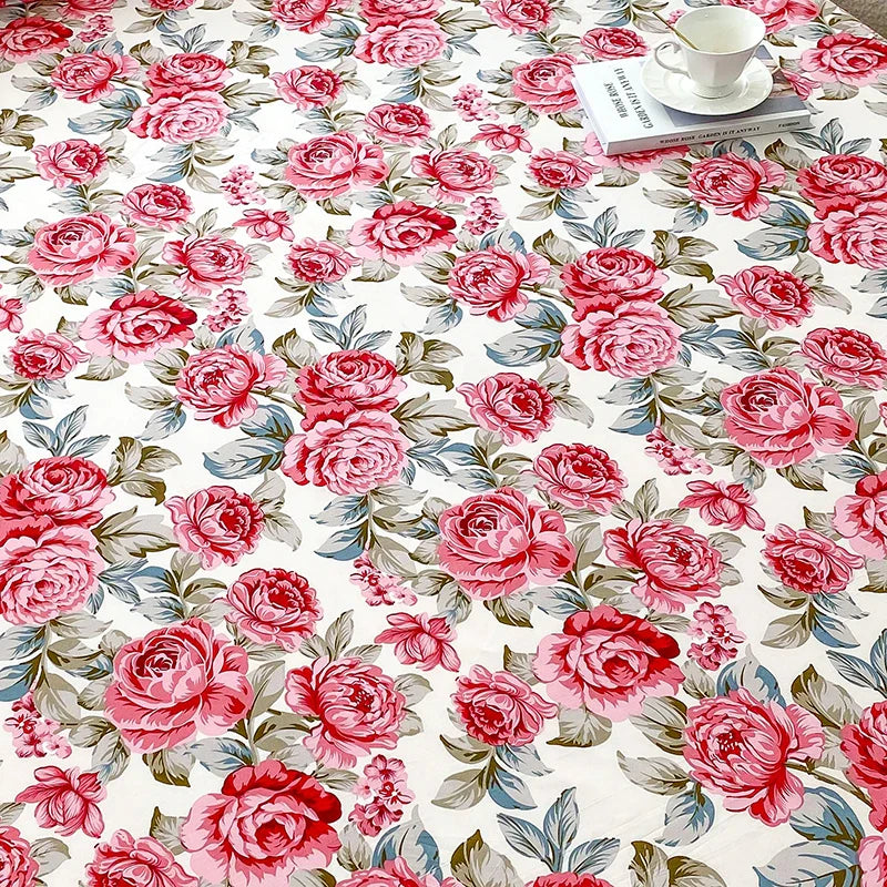 Red Flower Printed Bed Sheet Sets Queen/King Size sabanas cama matrimonial Reactive Printed Fitted Bedsheets for Double Bed