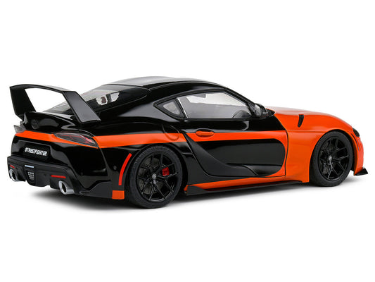 2024 Toyota GR Supra "StreetFighter" Orange and Black 1/18 Diecast Model Car by Solido