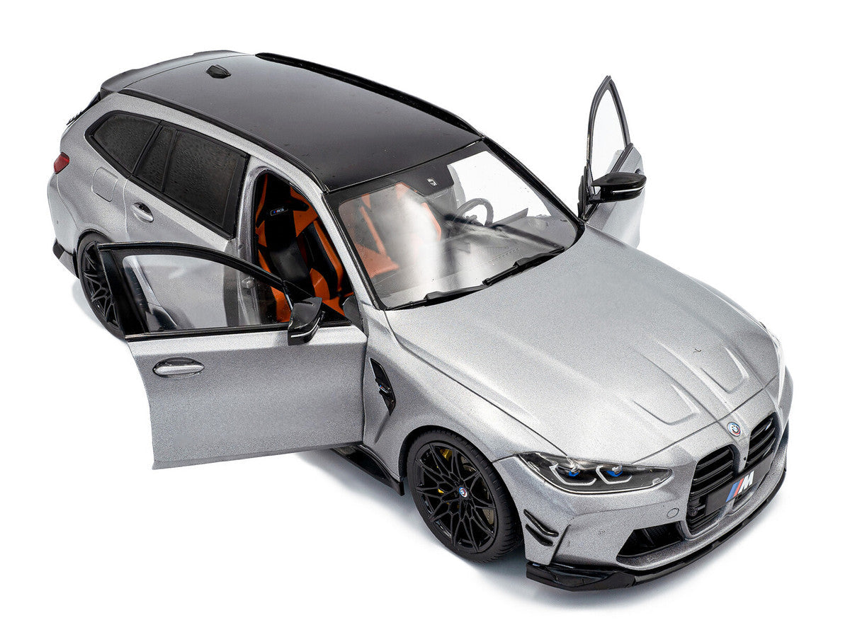 2024 BMW M3 Competition M xDrive Touring Frozen Pure Gray Metallic with Black Top 1/18 Diecast Model Car by Solido