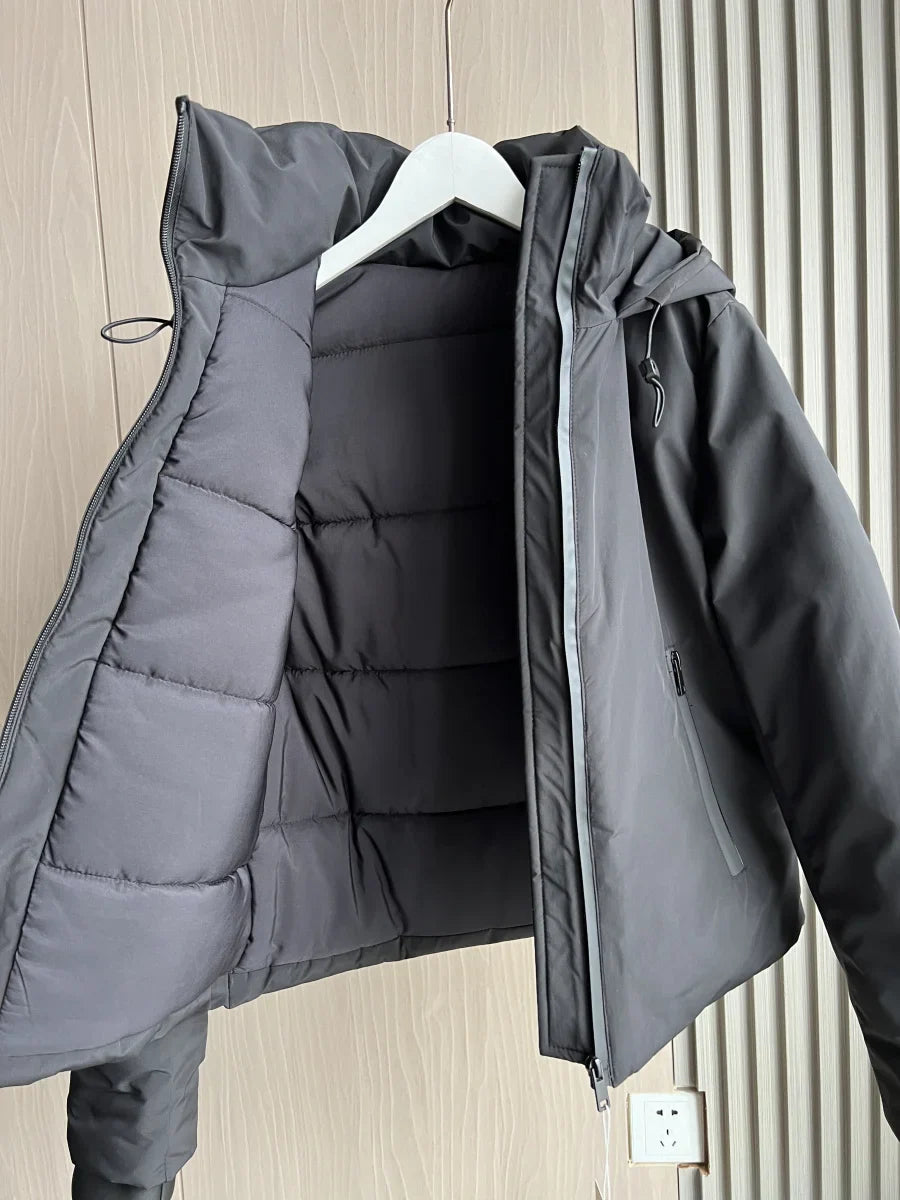 ETJ 2025 Autumn/Winter New  women's short imitation wind waterproof hooded thick warm cotton jacket Outdoor coat 4749703