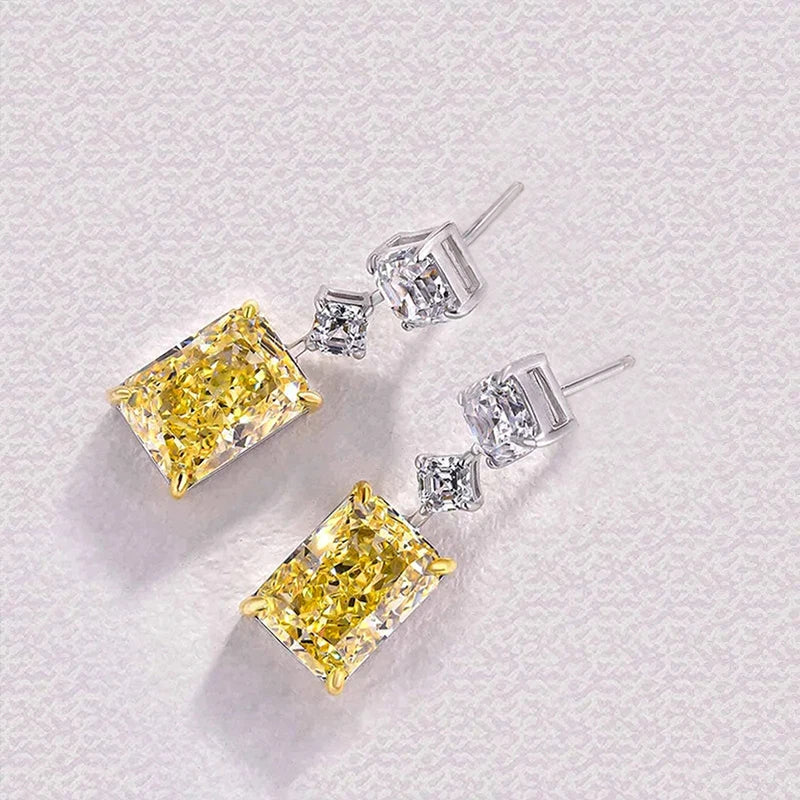 Huitan Newly Designed Women's Dangle Earrings with White/Yellow Cubic Zirconia Elegant Bridal Wedding Earrings Statement Jewelry