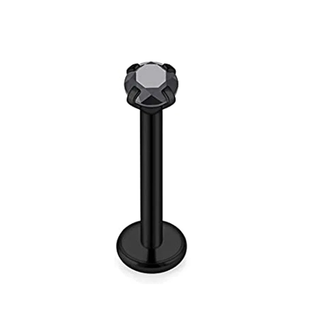 WKOUD 16G Stainless Steel Lip Labret Piercing Crystal Ball Monroe Lip Stud Helix Tragus Conch Piercing Cartilage Earrings Black
