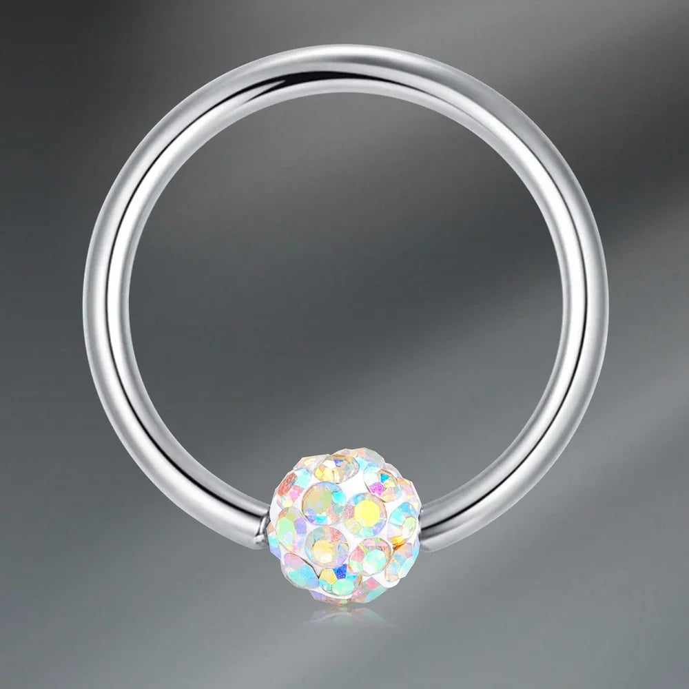 1pc Stainless Steel Nose Septum Clicker 20G 16G Flower Cubic Zirconia Decorated Piercing Nose Ring, Suitable For Daily Wear