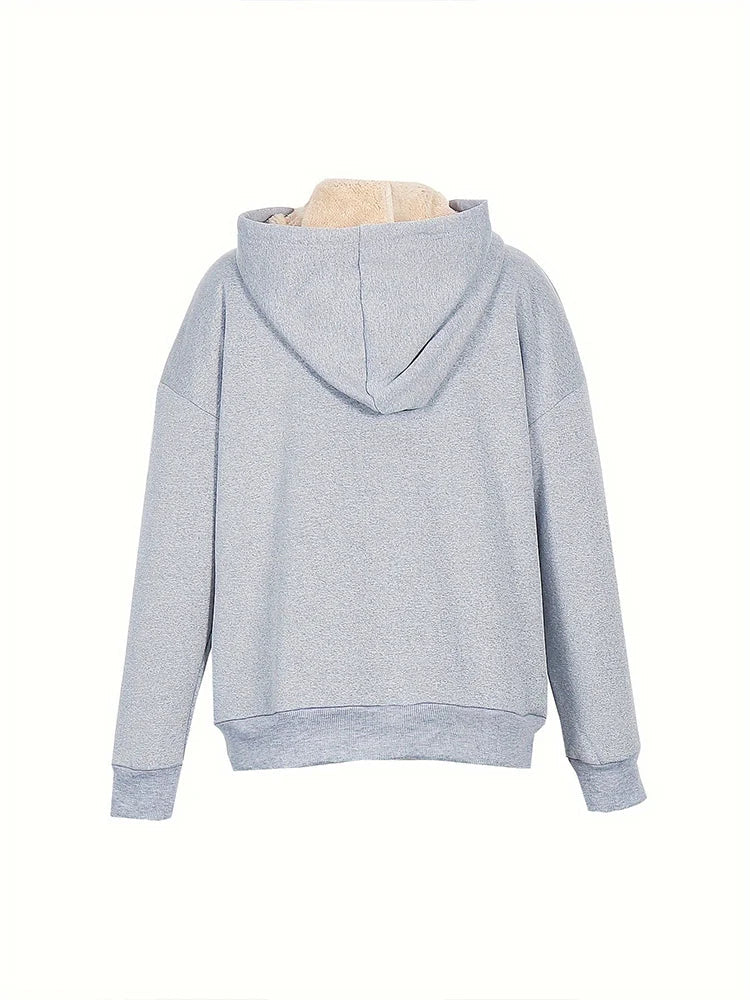 2025 Spring New Women's Solid Colour Warm Sweatshirt Hooded Lace-up Winter Sweatshirt with Pockets For Acrylic Sweaters