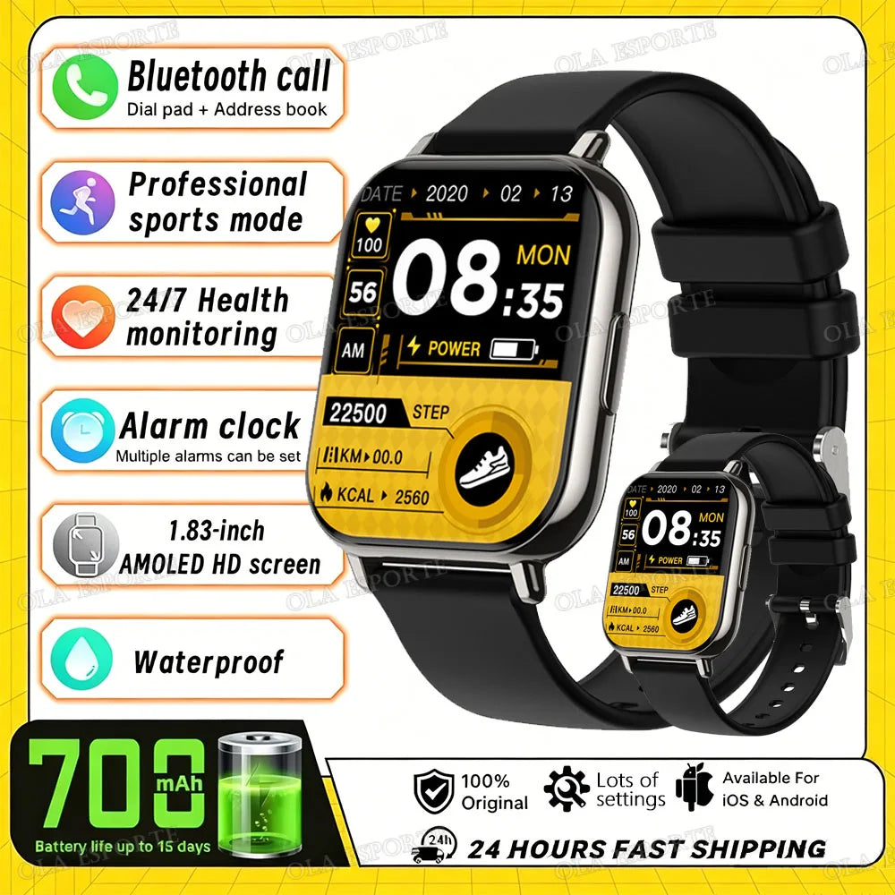 2026 Upgraded Smart Watch Heart Rate Blood Oxygen/Pressure Sleep Monitoring Bluetooth Call Voice Assistant Sport Mode Smartwatch