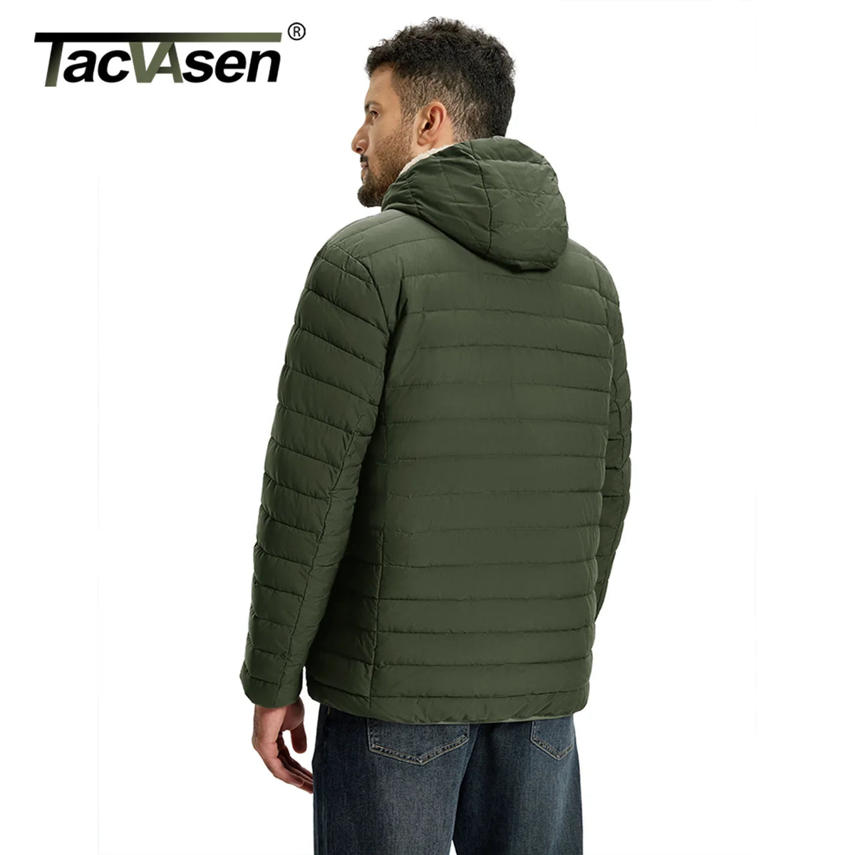 TACVASEN Men's Puffer Jacket Winter Warm Hooded Sherpa Lined Water Resistant Windproof Insulated Jacket Warm Winter Puffy Coat